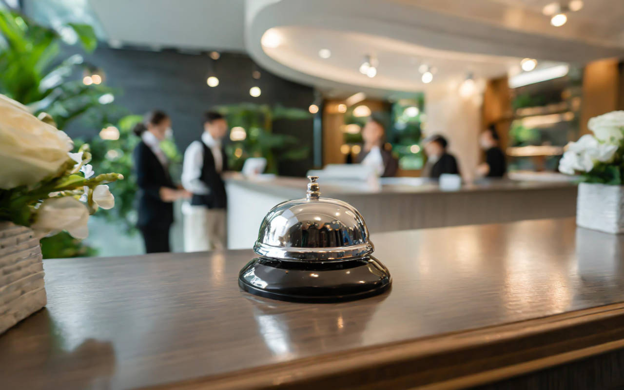 Hotel SEO services - reception lobby bell in a modern hotel