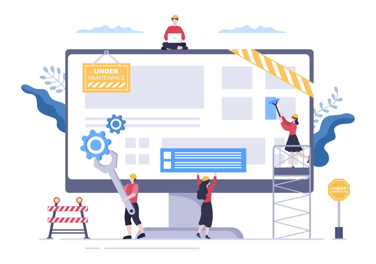 Software System Under Maintenance Vector Illustration. 